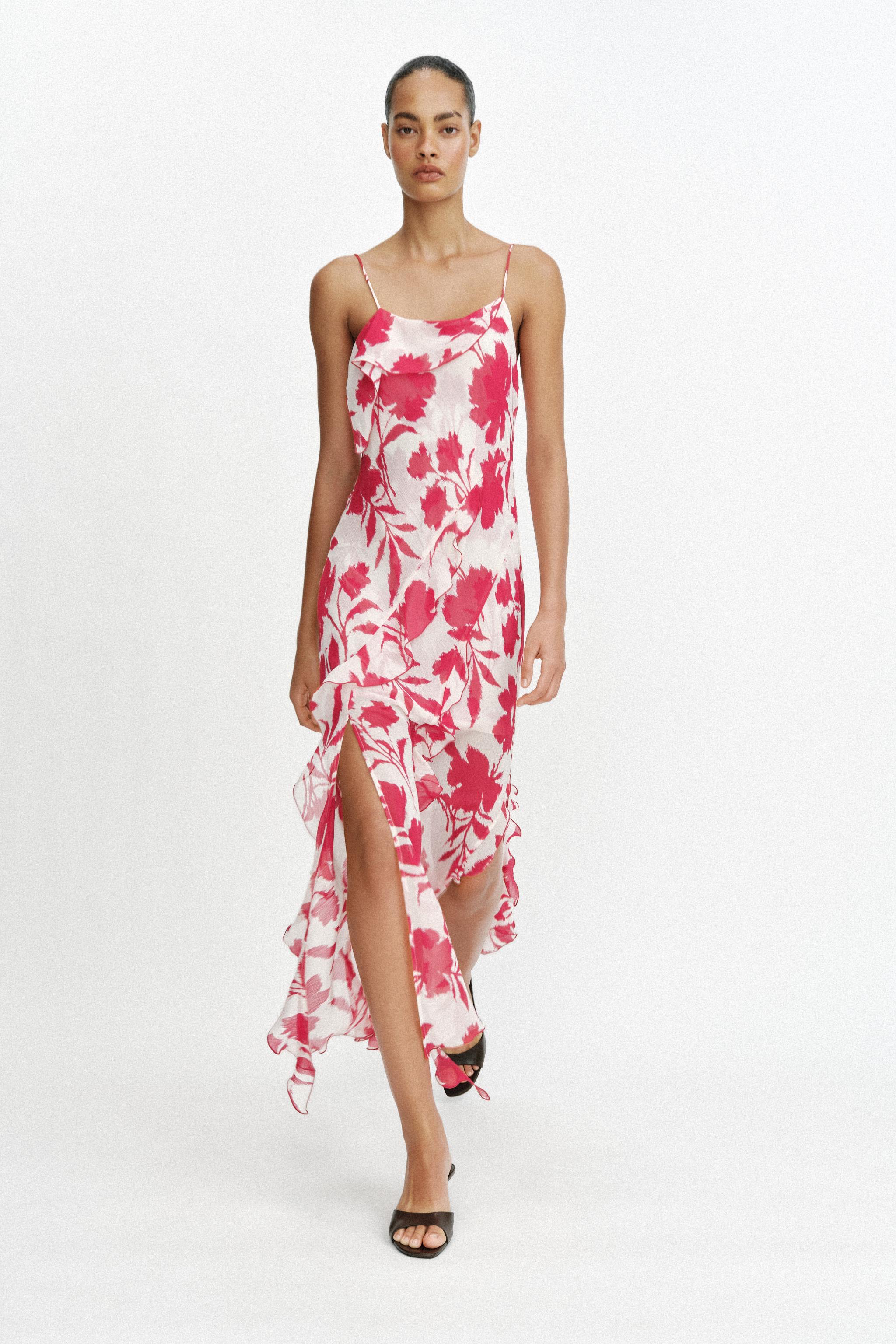 PRINTED LINGERIE STYLE MIDI DRESS